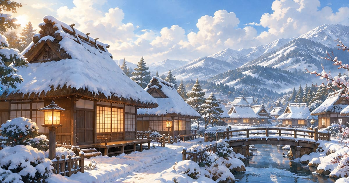 雪に包まれた越後の静かな宿場町